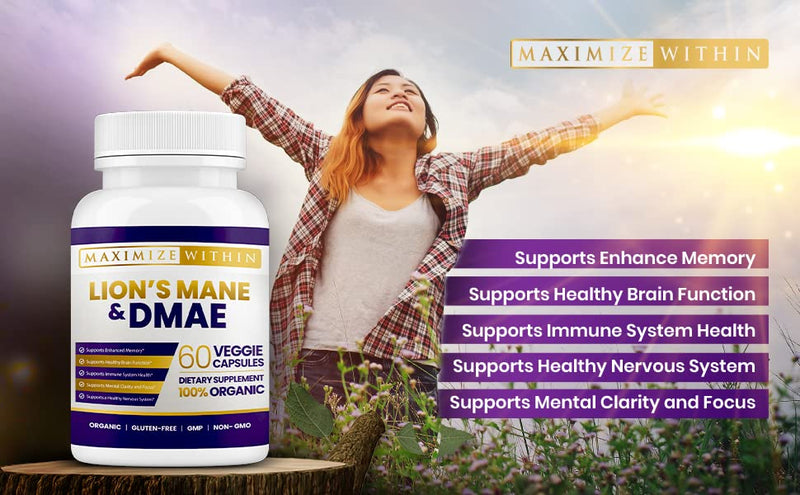 [Australia] - Maximize Within Lion's Mane & DMAE Capsules: Enhance Memory, Boost Mental Clarity, and Sharpen Focus - 60 Capsules for Maximum Cognitive Support 