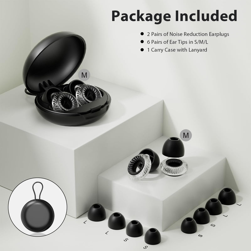 [Australia] - Concert Ear Plugs, Yawsoy High Fidelity Noise Cancelling Ear Plugs, Reusable Ear Plugs for Musicians, Raves, Focus and Sleep, 20dB Noise Reduction & Hearing Protection, 6 Pair Ear Tips in S/M/L(Clear) Clear 