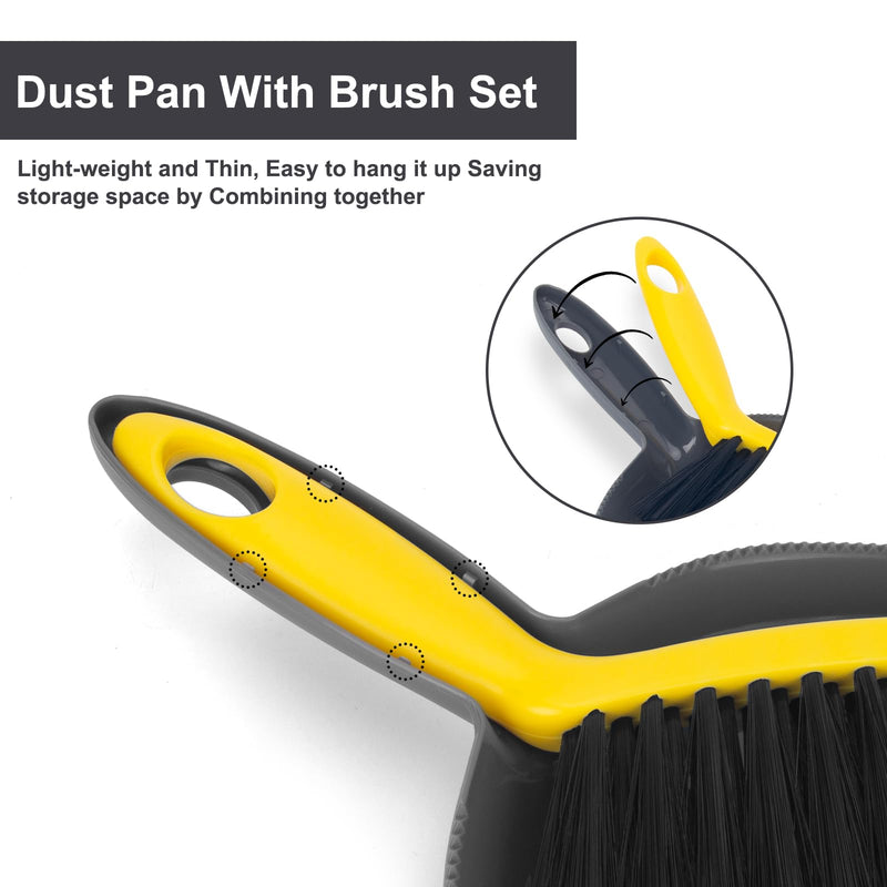 [Australia] - Dustpan and Broom Set Small,Mini Handheld Dust pan with Cleaning Brush Combo for Home Desktop, Sofa, Pet Care Household Bgreyyellow Mini Brush Pan 