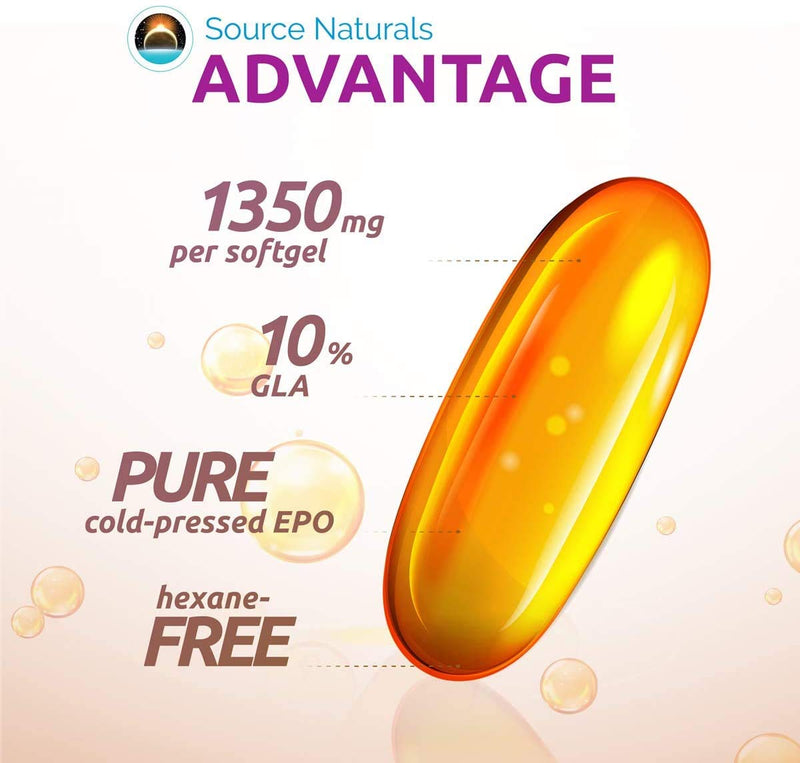 [Australia] - Source Naturals Evening Primrose Oil - Hexane-Free - 1350mg - GLA Yield: 135 mg - Cold-Pressed - 60 Softgels 