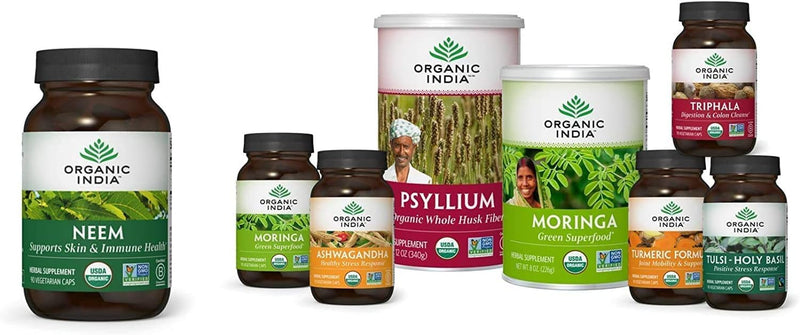 [Australia] - ORGANIC INDIA Neem Leaf Capsules, Herbal Supplement - Supports Skin, Immune, & Liver Health, Detox, Vegan, Gluten-Free, USDA Certified Organic - 180 Capsules 180 Count (Pack of 1) 