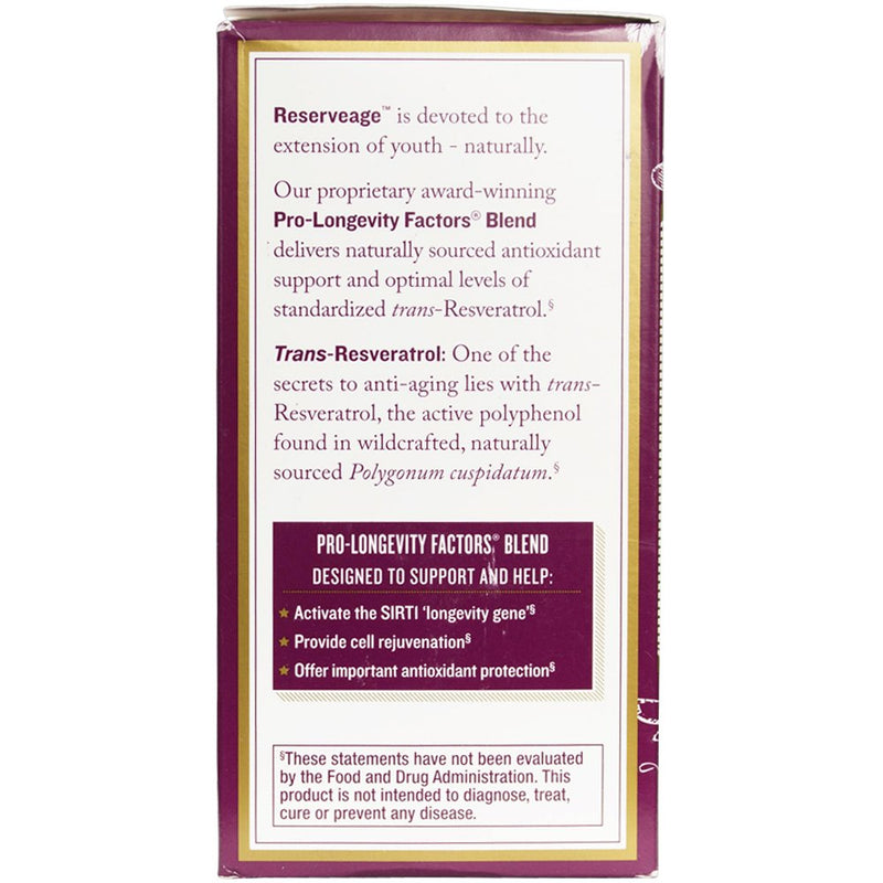 [Australia] - Reserveage Beauty, Resveratrol 250 mg, Antioxidant Supplement for Heart and Cellular Health, Supports Healthy Aging and Immune System, Paleo, Keto, 120 Capsules 120 Count (Pack of 1) 