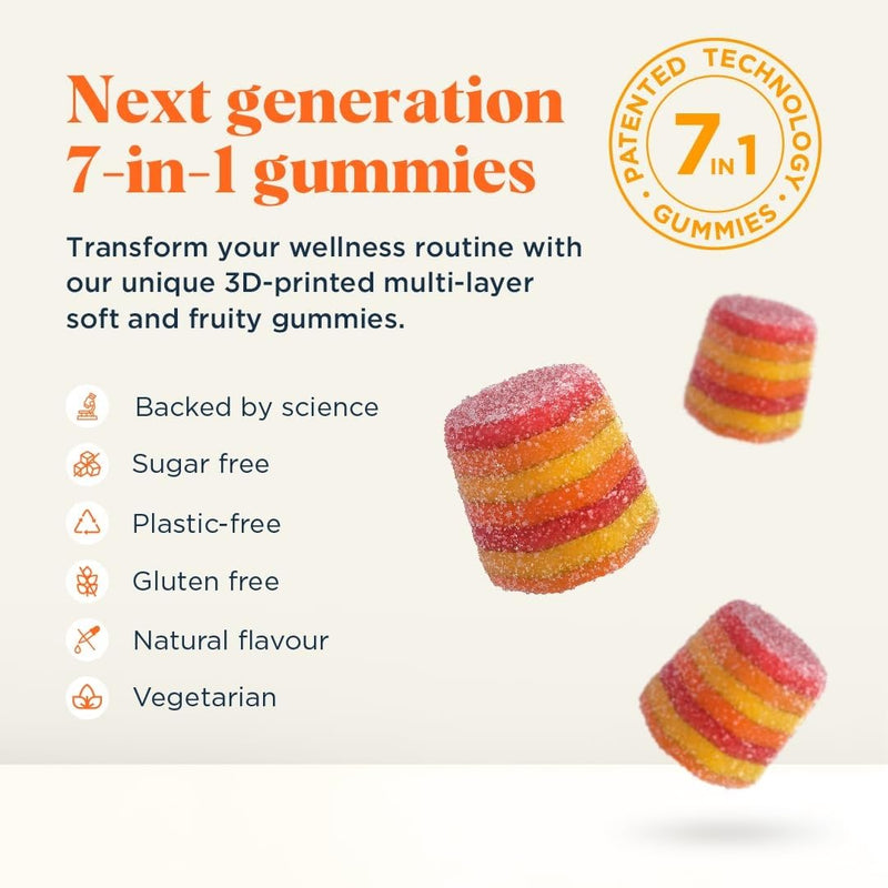 UPSA x Nourished 7-in-1 Energy Gummies - Vegan Multivitamin for Adults with Vitamin C, E, Guarana Extract, Caffeine, Vitamin B12, Ginger Extract - Energy Boost, Immune Support - 30 Vitamin Gummies 1