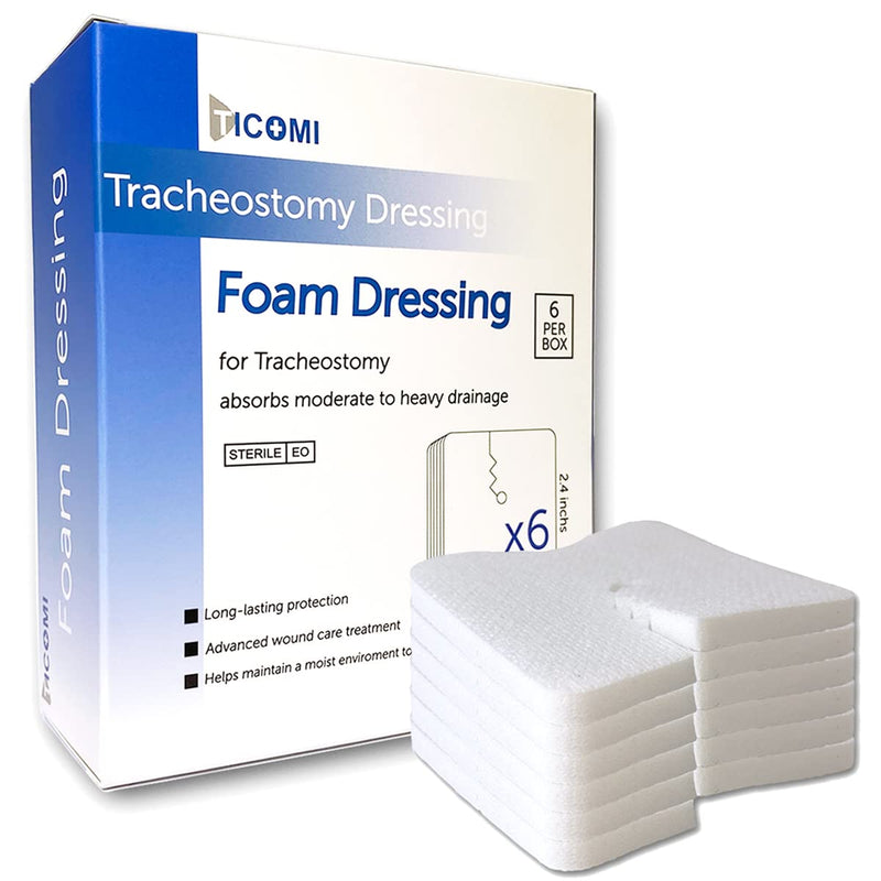 [Australia] - Tracheostomy Dressing Pad ,Thicken Sponges, Trach Stoma Care , Sterile (Pack of 6) 2.4*2.4inchs 