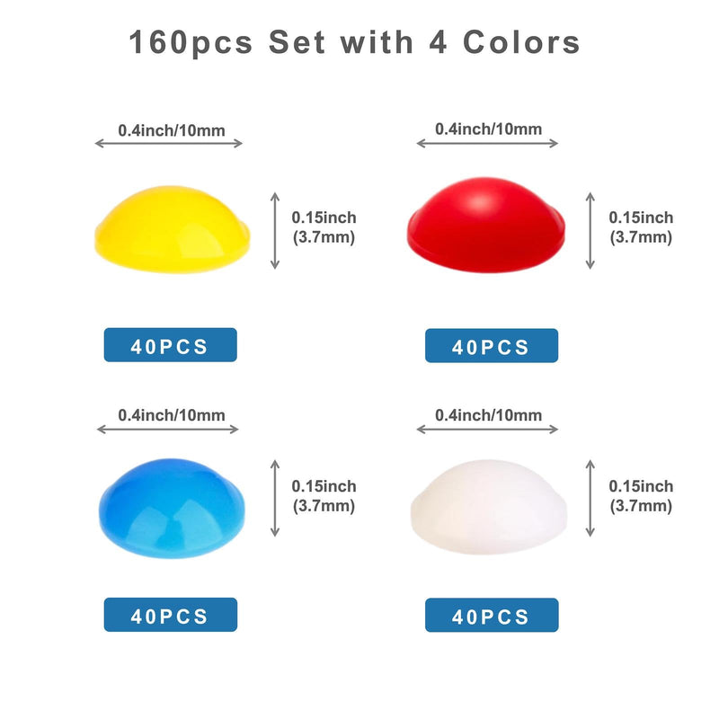 Bump Dots for Visually Impaired 160 Pcs Hemisphere Combo Pack(Yellow,Blue,White,Red) - Low Vision Aids Braille Stickers Raised Tactile Dots for Elderly, Blind