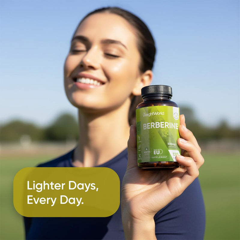 Berberine Supplement - 500mg per Capsule - 4 Months Supply - 120 Capsules - Stable Berberine Form- 1 per Day - Vegan-Friendly & Non-GMO - Sourced from Berberis Aristata