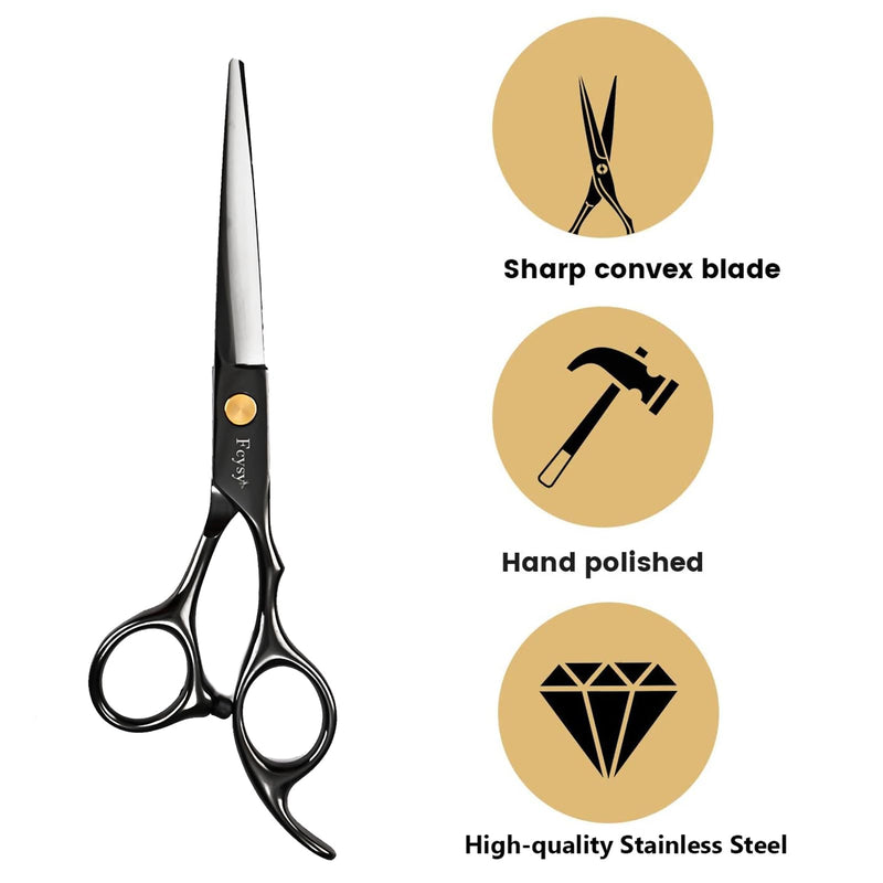 Hair Cutting Scissors Barber Shears Kit, Fcysy Capas De Barbero Profesional Hair Thinning Scissors for Haircutting, Haircut Scissors Blending Shears Eyebrow Hair Trimming Scissors Set for Men Women 13pcs Black