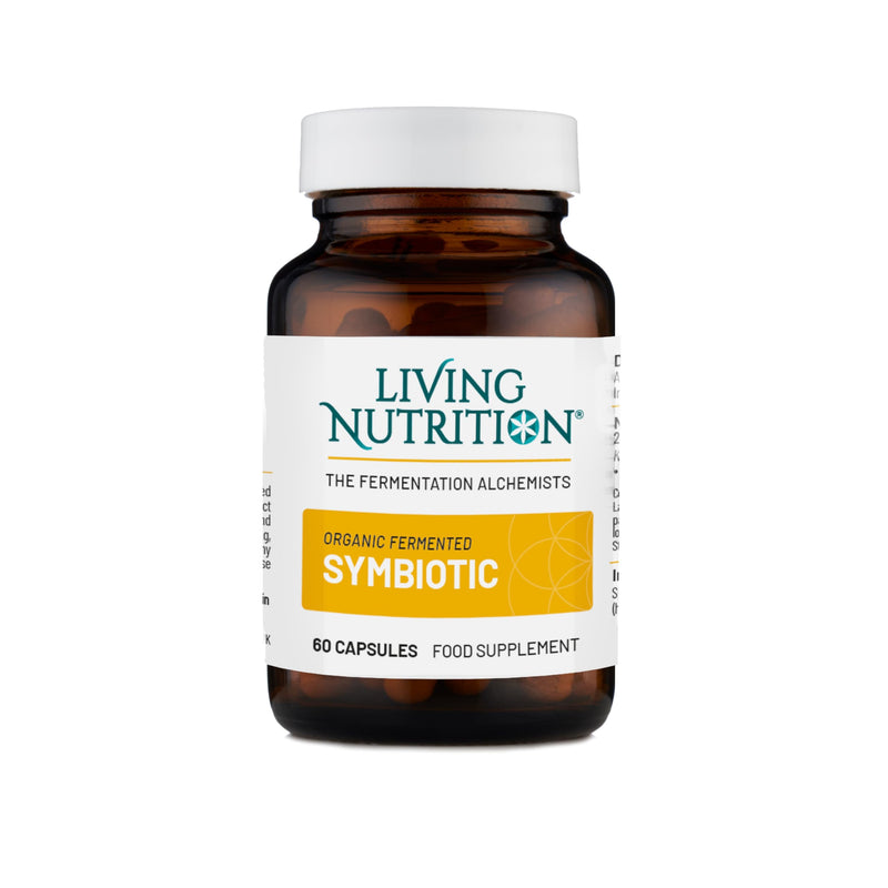 Living Nutrition - Organic Fermented Symbiotic (60 Capsules) - A Highly Concentrated wholefood Blend of prebiotics, probiotics and postbiotics