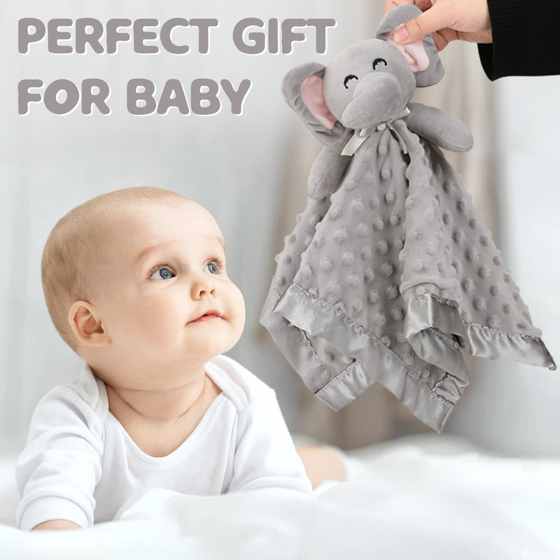 [Australia] - Pro Goleem Elephant Security Blanket, Soft Lovey Unisex Lovie Baby Gifts for Newborn Boys and Girls Snuggle Toy Stuffed Animal Grey 16 Inch A Grey Elephant 