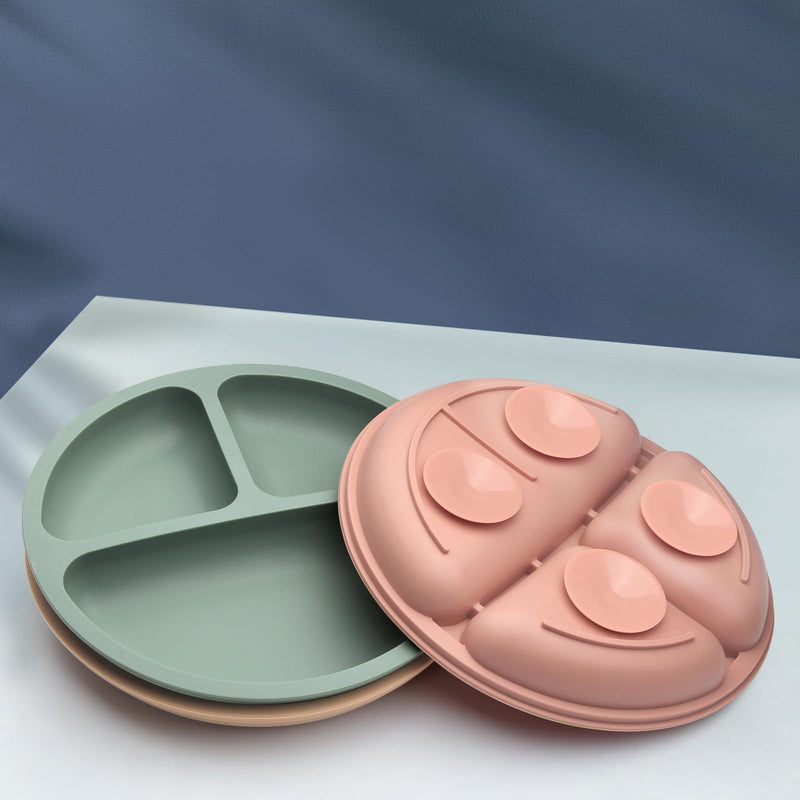 [Australia] - Suction Plates for Baby 3 pack, Stay Put Divided Toddler Plates, 100% Food Grade Silicone Baby Plates, BPA Free, Baby Feeding Supplies, Microwave & Dishwasher Safe 