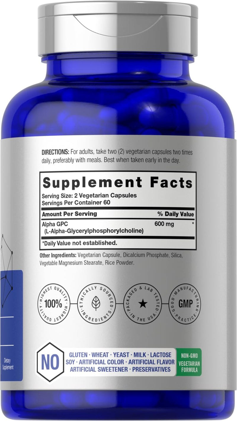 [Australia] - Horb√§ach Alpha GPC 600mg | 120 Capsules | Vegetarian, Non-GMO & Gluten Free Choline Supplement | Supports Healthy Memory, Focus and Clarity 