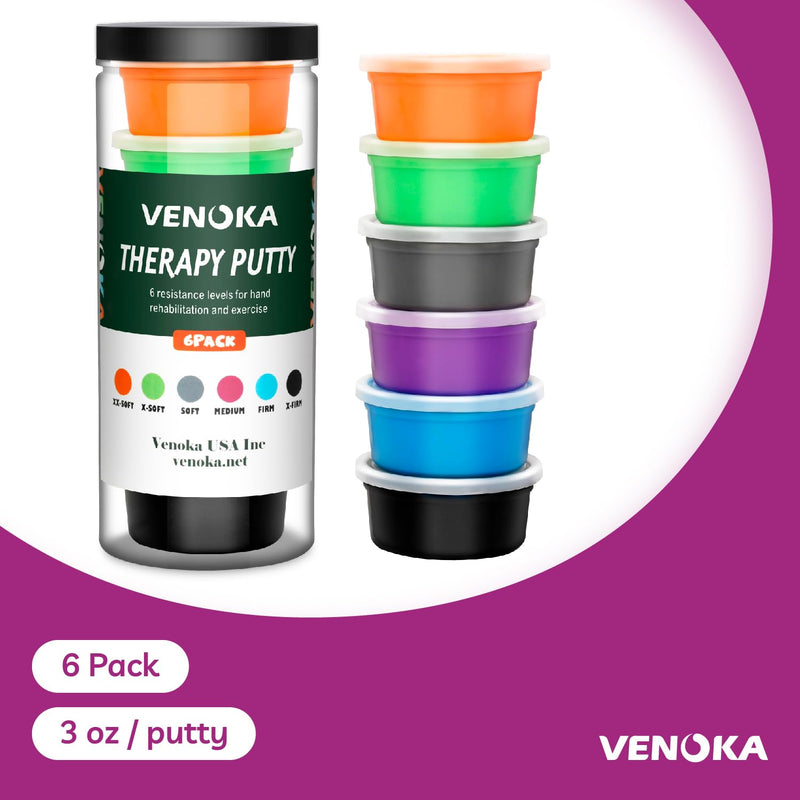 [Australia] - Therapy Putty for Kids and Adults - Resistant Theraputty for Hand Therapy Kit - Stress Relief Exercise Putty - Set of 6 Strengths - 3 Ounces Per Putty 