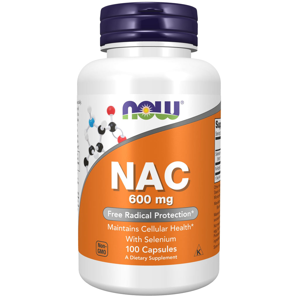 NOW Supplements, NAC (N-Acetyl-Cysteine) 600 mg with Selenium, 100 Veg Capsules 100 Count (Pack of 1)