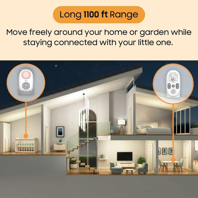 [Australia] - Chillax Baby 360 Digital Audio Monitor | 4-in-1 Baby Monitor with Night Light, Soothing Sound Machine, Room Temperature Sensor & Long-Range DECT 6.0 Audio | Portable & Rechargeable with Two-Way Talk 