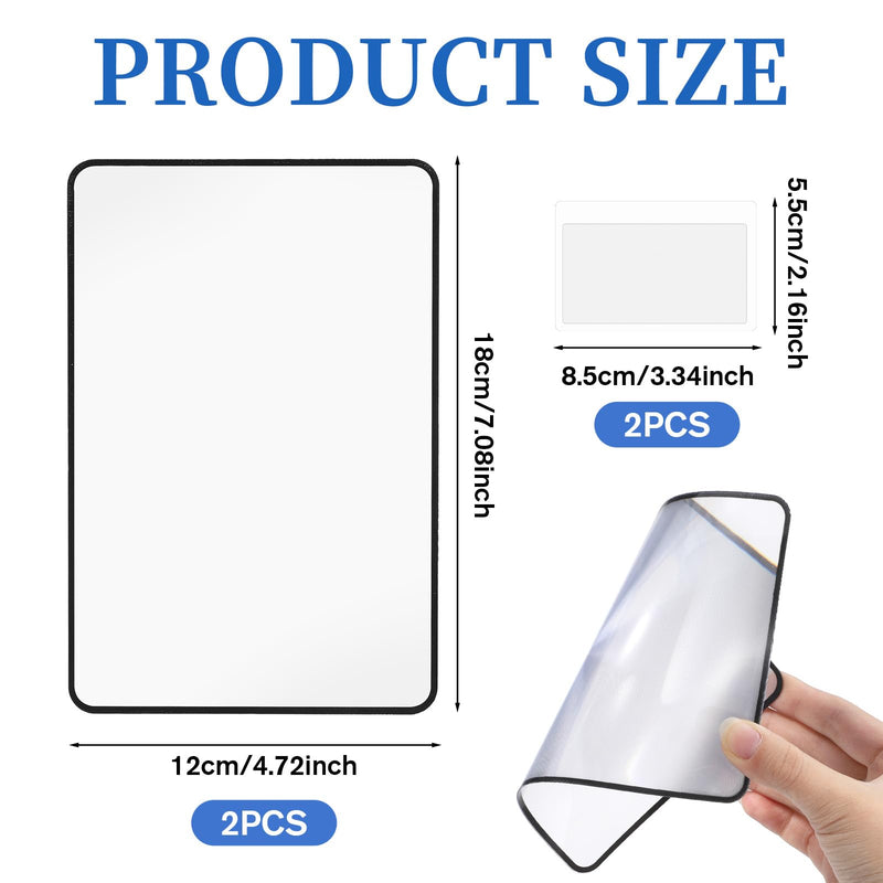 4Pcs 3X 5X Page Magnifying Sheet Clear Lightweight Magnifier Flat Plastic Optical Fresnel Lens Handy Card Size Magnifier Bookmark for Low Vision Reading Small Prints, Maps and Books