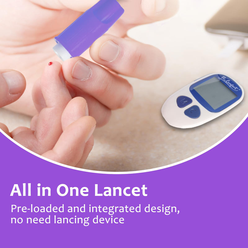 [Australia] - Safety Lancets for Diabetes Testing [100 Count] 30 Gauge 1.8 mm All-in-One Pressure Activated Sterile Blood Lancets for Comfortable Testing 30G 