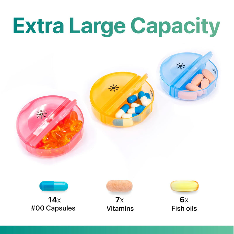 Sukuos Large Weekly Pill Organizer 2 Times a Day, Daily Pill Box 7 Day Easy to Open, Double Protection Medicine Case for Vitamin/Fish Oil/Supplements, Clear (2 Pack) Clear (2 Pack)