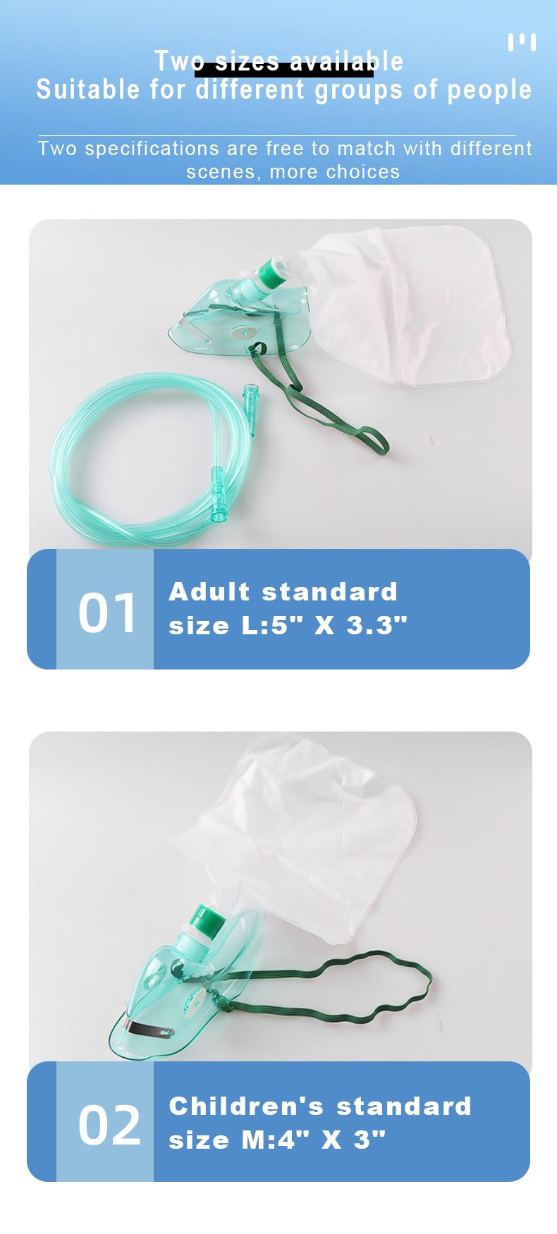 [Australia] - 2PCS Adult Non-Rebreather Oxygen Mask with Reservoir Bag - Size L L-2pack 