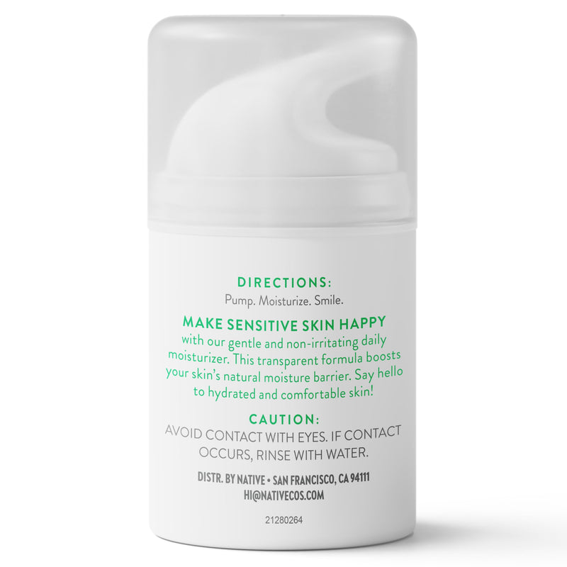 Native Gentle Facial Moisturizer for Sensitive Skin, Silicone Free, Fragrance Free, with Vitamin B3 and Aloe, Dermatologist Tested, 1.7oz 1.7 Fl Oz (Pack of 1)