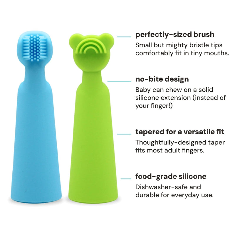 [Australia] - oogiebear Baby Finger Brush & Tongue Scraper - Gentle Oral Care, Soft Silicone, BPA-Free, for Infants & Toddlers 1 Count (Pack of 1) 
