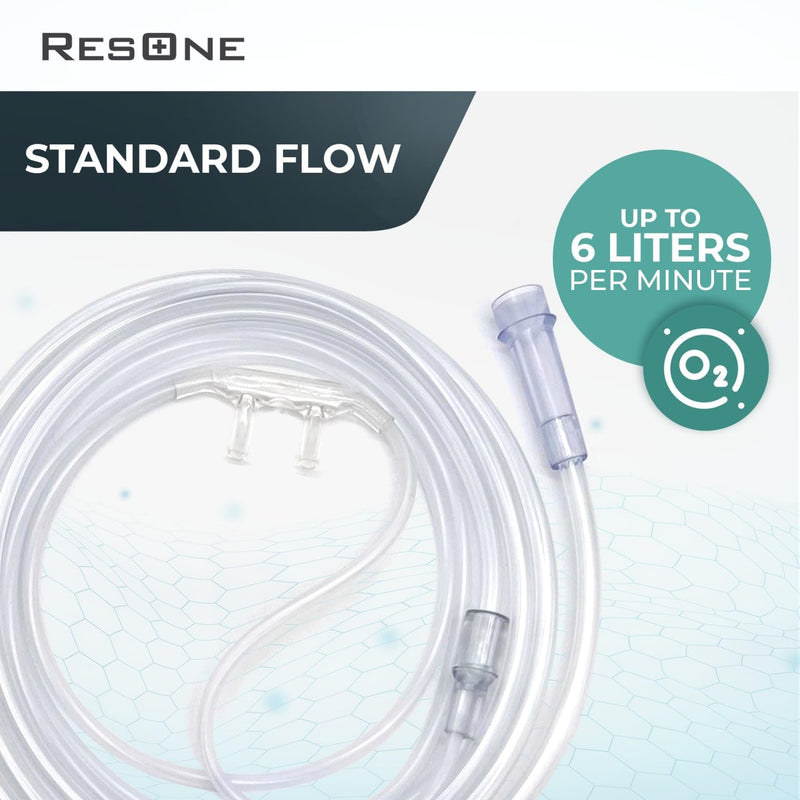[Australia] - Soft Nasal Cannula 5-Pack - Oxygen Cannula, Curved Prongs, 2Ft Crush-Resistant Tubing - Nasal Tubes, Oxygen Concentrator Supplies - Soft Curved Nose Piece, Standard Size, Standard Flow 6 LPM 