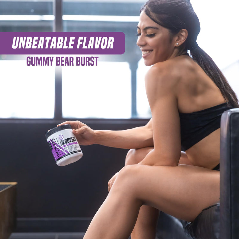 [Australia] - Outwork Nutrition Post Workout Recovery Powder - Creatine Monohydrate, KSM-66 Ashwagandha & Tart Cherry - Speeds Recovery, Eases Soreness - Creatine Powder for Men & Women, Gummy Bear Burst, 230 Gr 