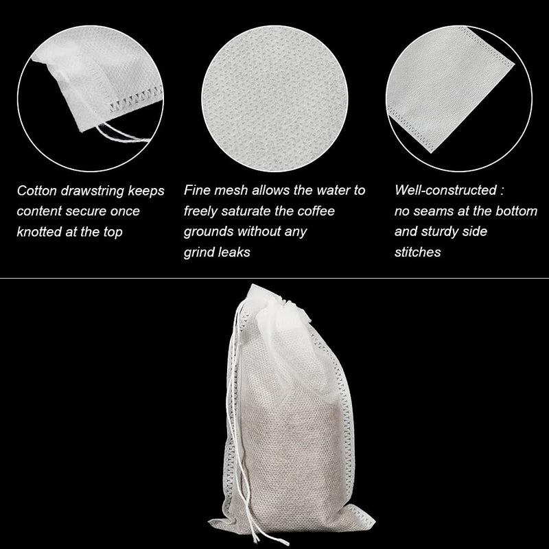 [Australia] - 50pcs No Mess Cold Brew Bags, 4x6 inch Disposable Coffee Filter Bag Fine Mesh Brewing Drawstring Pouches for Iced Coffee Hot Tea Herb Spice 