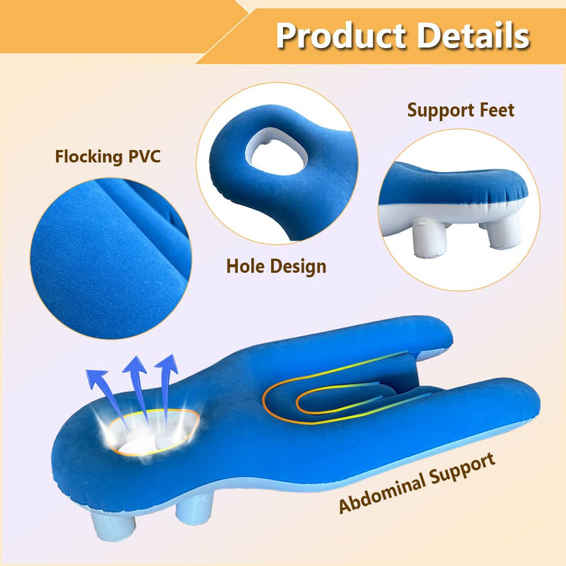 [Australia] - Face Down Pillow After Eye Surgery Prone Donut Pillow for Head Sleeping on Stomach Retinal Detachment Vitrectomy Recovery Equipment Face Support Breathe Easy Prone Cushion Pillow (Blue) Blue 