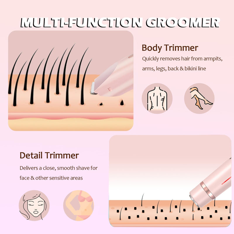 [Australia] - Bikini Trimmer for Women 2 in 1，Waterproof Bikini Trimmer，Rechargeable Cordless Electric Razors for Face Chin Pubic Underarm Legs，IPX7 Personal Trimmer Groomer for Body Hair，Pink 
