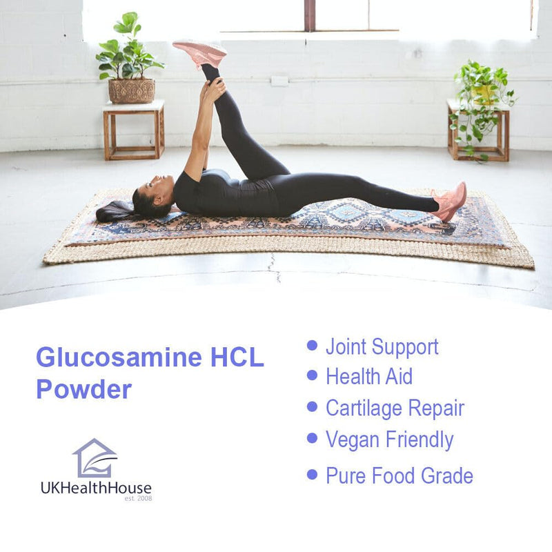 UKHealthHouse Glucosamine Hydrochloride Powder Joint and Cartillage Support Extra Strength 40 Mesh D-Glucosamine HCL Powder HCL Supplement (500g)