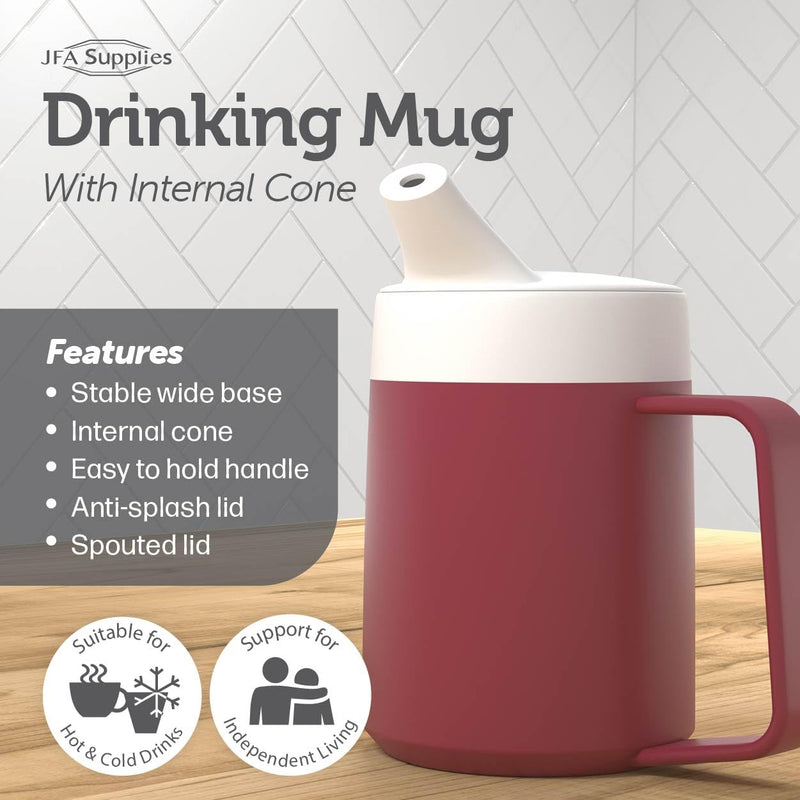 JFA Supplies 1 Handle 165ml Red Adult Drinking Mug/Drinking Cup/Sippy Cup/Non Spill Cup