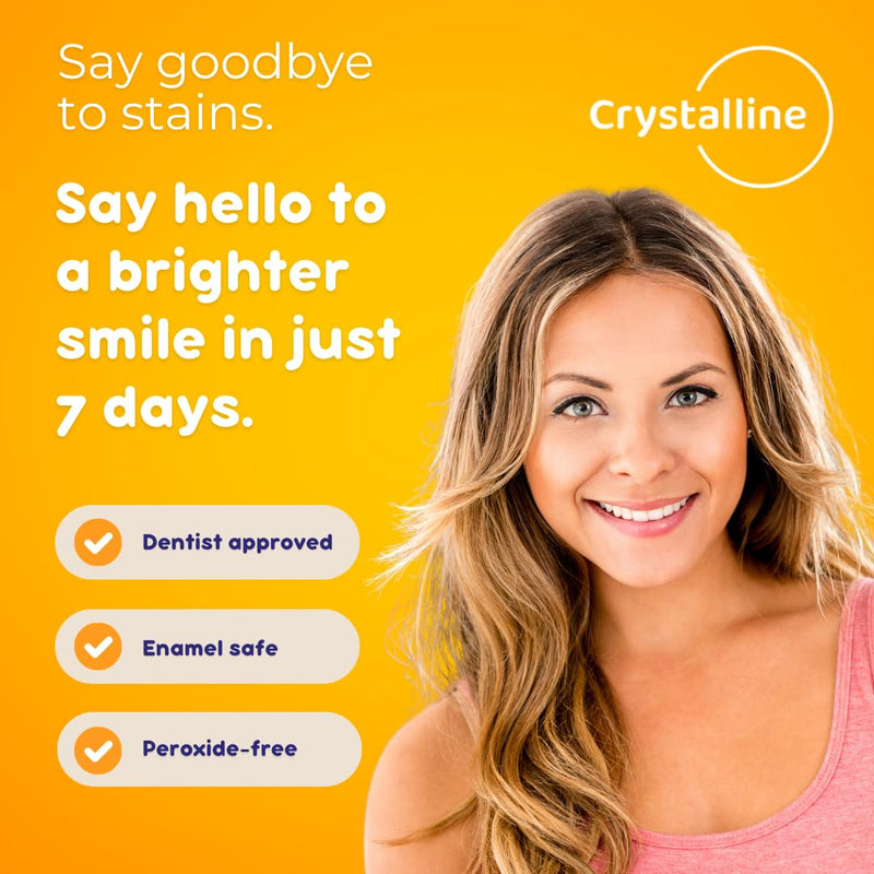 [Australia] - Crystalline Premium Teeth Whitening Strips - 21 Treatments - Whitens with no sensitivity - Enamel protection - Peroxide free - Natural Ingredients - Verified Non-Toxic - Removes Tough Stains - Mint 