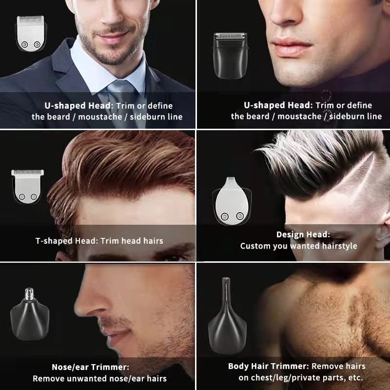[Australia] - GEEGVV Haokry Beard Trimmer, Cordless Hair Clippers, Waterproof Body Mustache Nose Ear Facial Cutting Groomer, Electric Shaver 6 in 1 Grooming Kit for Men 