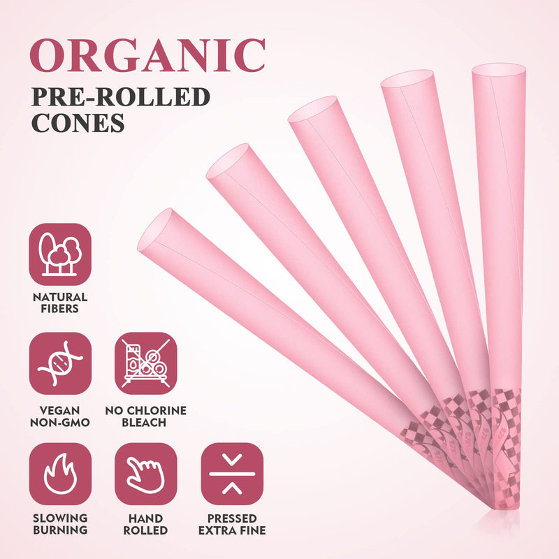 [Australia] - TISFA Pink Pre rolled Cones 60 Pack Rolling Papers King Size Rolling Cones with Tips & Packing Sticks (60 PCS) 60pcs 