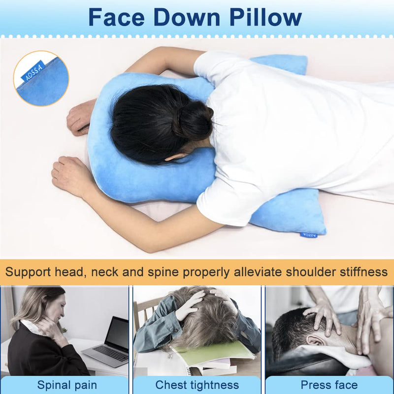 [Australia] - AOSSA Face Down Pillow After Eye Surgery BBL Bed for Sleeping Medical Prone Pillow Retina Surgery Vitrectomy Recovery Equipment Stomach Sleeper Pillow Bed Massage Face Cradle Cushion Blue 