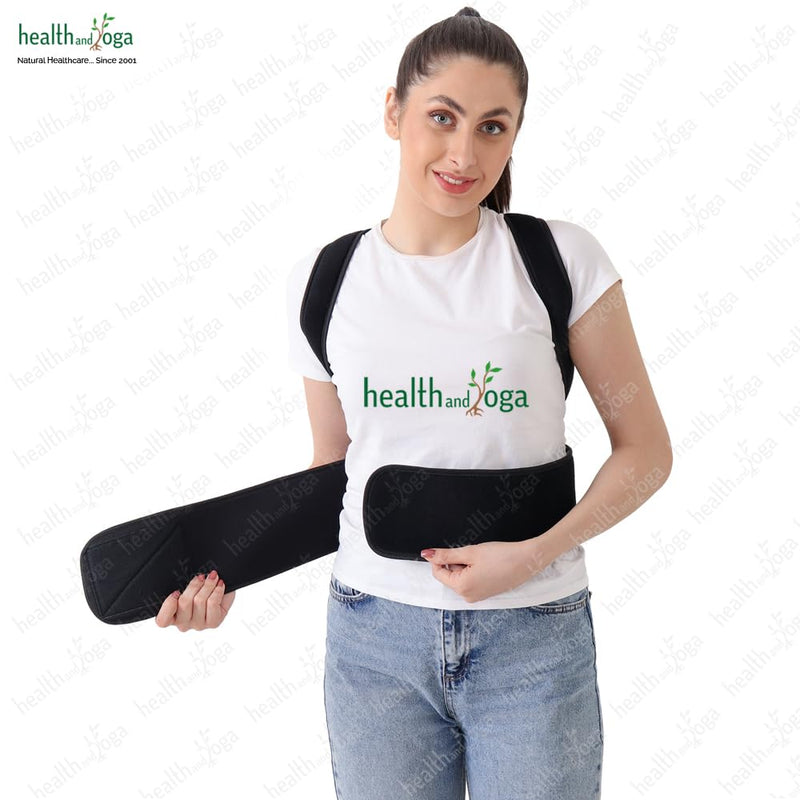 HealthAndYoga™ Posture Corrector Belt for Men and Women – Improved Posture Support Brace with Padded Cervical Support Guide, Fully Adjustable Shoulder Straps and – Improved Gait and Back Pain Relief (SPL) SPL