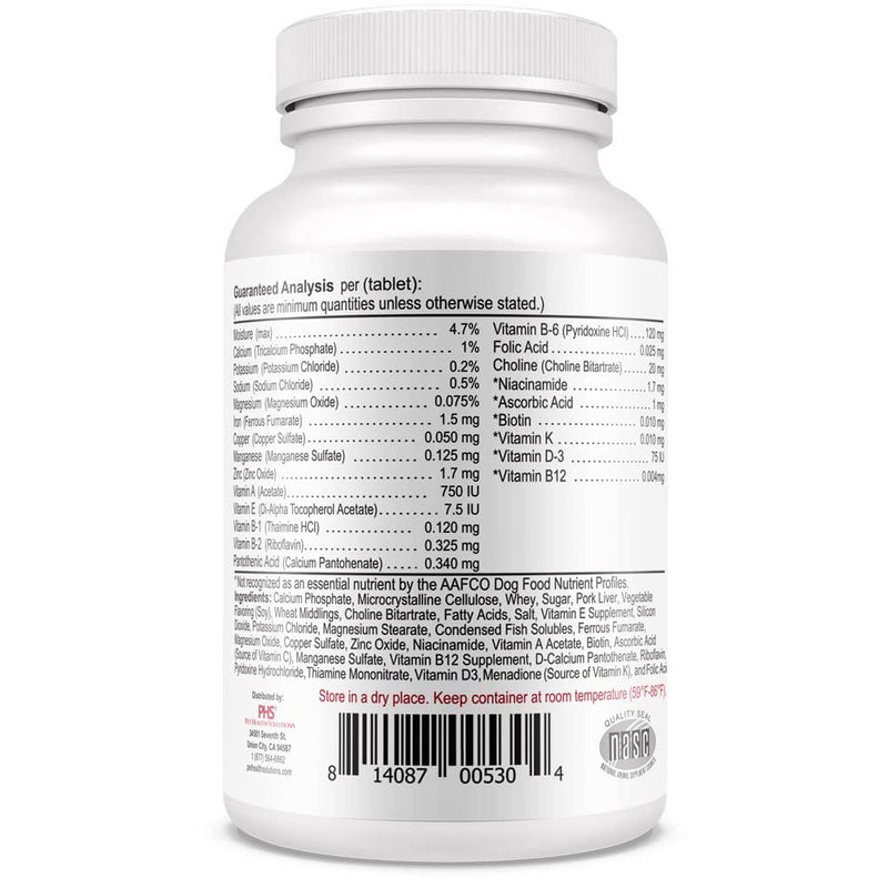 Vita-Tabs - Essential Vitamins, Minerals, Nutrients - Health Supplement for Dogs - Support Immune System, Bones - Liver Flavored - 60 Chewable Tablets - PawsPlanet Australia