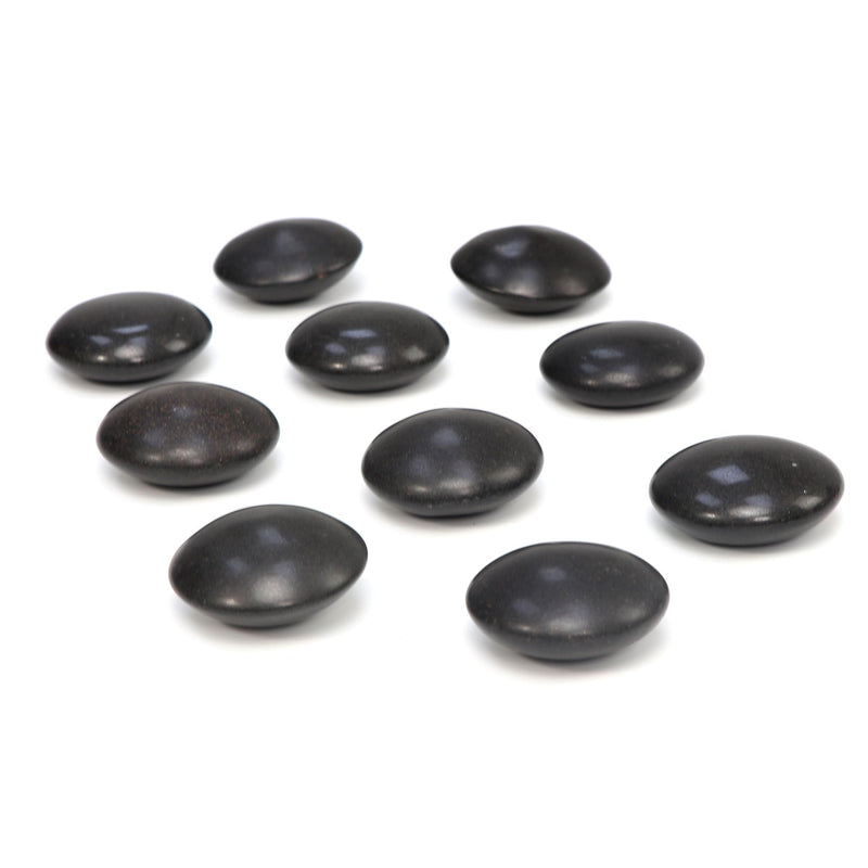 [Australia] - Master Massage 10 Piece Malteser Contour Shape Black Basalt Hot Stone Rock Massage Tool Pack - Black Lava Stones in Unique Dish and Contour Shapes 