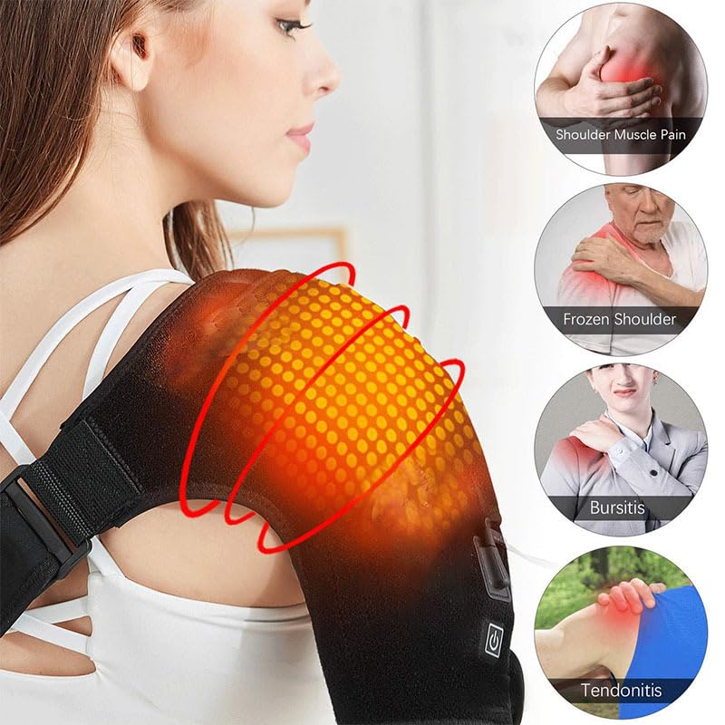 PENINSULA LOVE Shoulder Heating Pad USB Heated Shoulder Wrap with 3 Heat Settings Adjustable Electric Heated Braces for Men Women (Not Include Power Bank)
