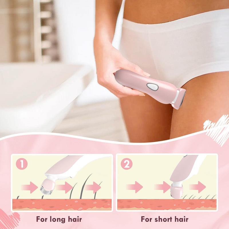 [Australia] - Electric Razor for Women - Painless Eletric Shavers for Women, Body Hair Removal for Legs and Underarms, Ladies Bikini Trimmer Wet Dry Shave, Rechargeable, with LED Light, Pink 970 
