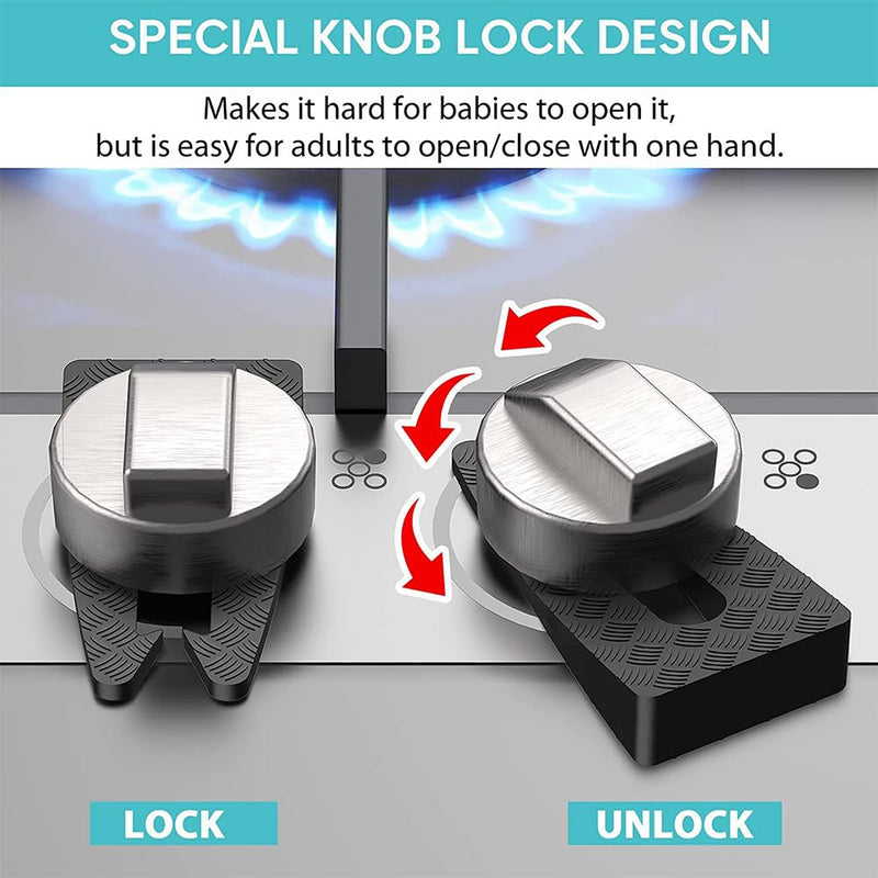 [Australia] - 6 Safety Stove Knob Covers, Safety Silicone Protective Stove Knob Lock Set, Used for Child Safety Stove Snob Sovers, Prevent Accidental Touch (Grey) 