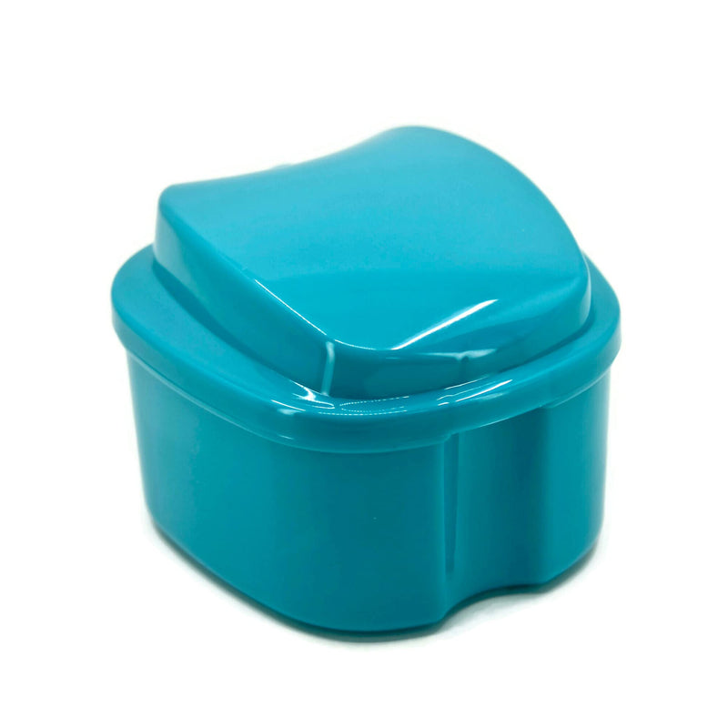 [Australia] - Denture Case, Denture Box with Strainer, Night Cleaner Denture Bath Box for Retainer, Mouthguard, False Teeth, and Denture Cleaning (Teal) Teal 