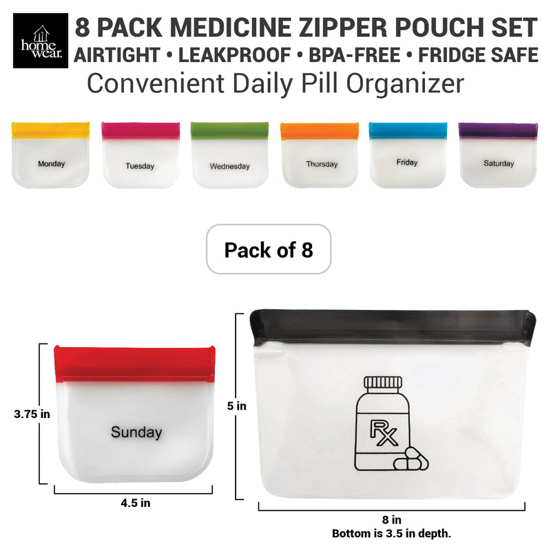 8 Day Pill Pouch Organizer – AM PM Medicine Organizer & Travel Pill Case Set, Large Weekly Pill Dispenser & Holder, Vitamin Box for Medication, Pills, Dose & Small Items 8