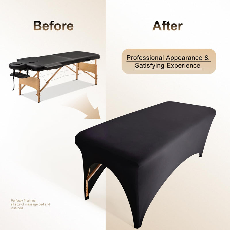 [Australia] - Spa Bed Cover Professional Lash Bed Cover Stretchy Massage Table Cover Beauty Bed Protective Topper, Excellent for Lash Extension, Spa, Massage, Beauty Salon, Wax, Tattoo Bed and Table (Black) 1-Piece Black 
