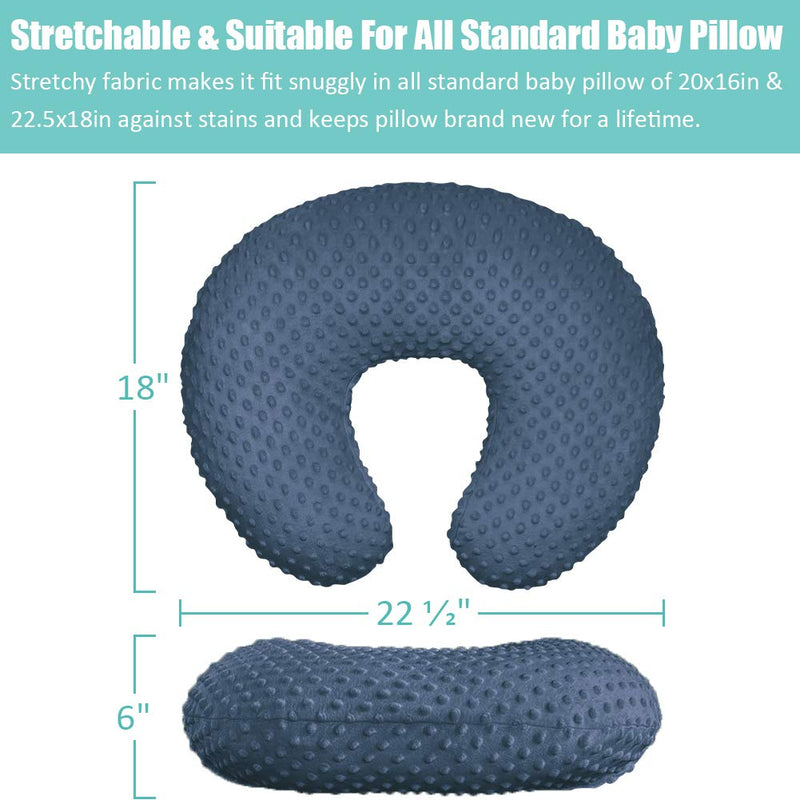 [Australia] - Minky Nursing Pillow Cover, Nursing Pillow Case Plush Breastfeeding Pillow Slipcover Fits Nursing Pillow, Ultra Soft Snug for Infant & Baby Boy Girl, Machine Washable & Breathable, 2 Pack-Grey & Navy 