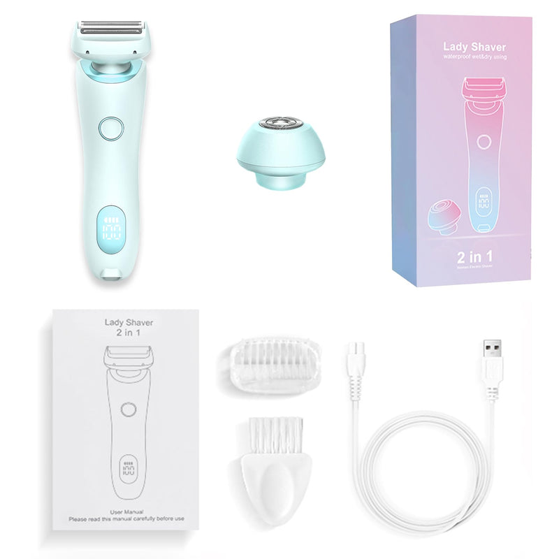 [Australia] - Glide Pro 3.0 Razor for Women, Livora Electric Shaver for Women, Silk Glide Pro Shaver, 2 in 1 Wet & Dry Waterproof Electric Shaver with Removable Head for Leg Arm Underarm Bikini Area (Blue) 