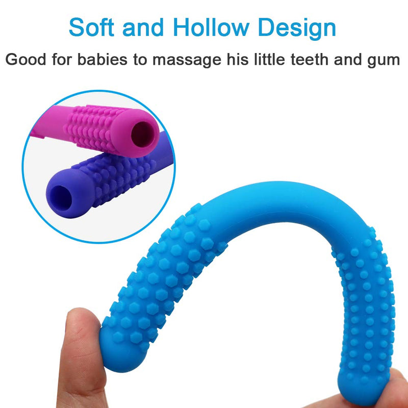 [Australia] - Hollow Teething Tubes Toys for Babies Girls Boys, 5 Pack Silicone Baby Teether Toy Tube for Infants with Nursing Biting Chewing, Chew Straws for Toddlers 6-12 Months (Style A) Style A 