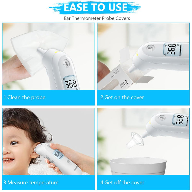 [Australia] - ACWOO Set of 100 for Braun clinical thermometer protective caps, clinical thermometer ear protective cover, replacement protective caps, for all Braun Thermoscan ear thermometers and other types of digital thermometers 100 pieces 