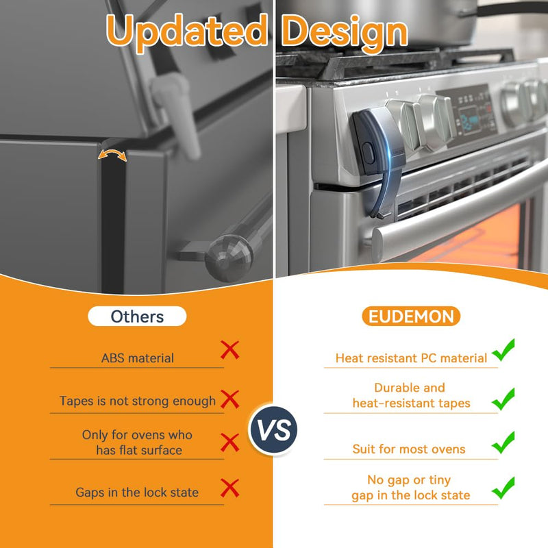 [Australia] - EUDEMON 1 Pack Updated Oven Front Lock,Childproof Oven Door Lock, Easy to Install & Use Durable and Heat-Resistant Material no Tools Need or Drill(Black) Black 