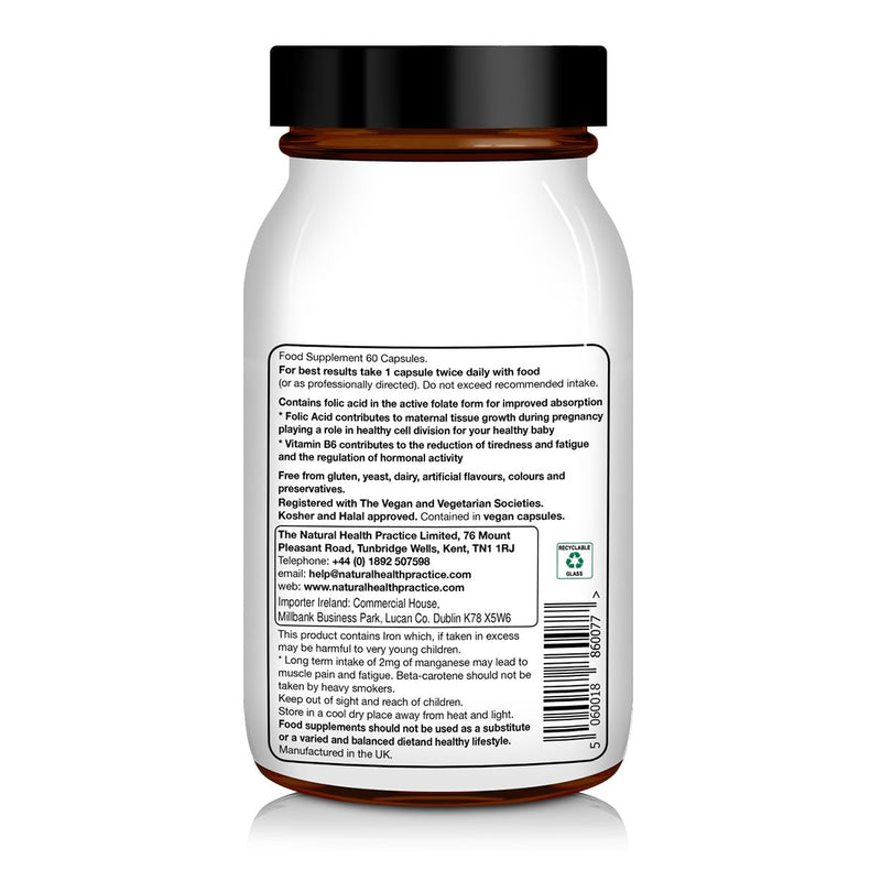 NHP Advanced Pregnancy Support - Multivitamin & Minerals for Healthy Pregnancy - Folic Acid, Iron, B Vitamins, Vitamin D3, Calcium & Magnesium -Vegan, Kosher, Halal - 60 Vegan Capsules